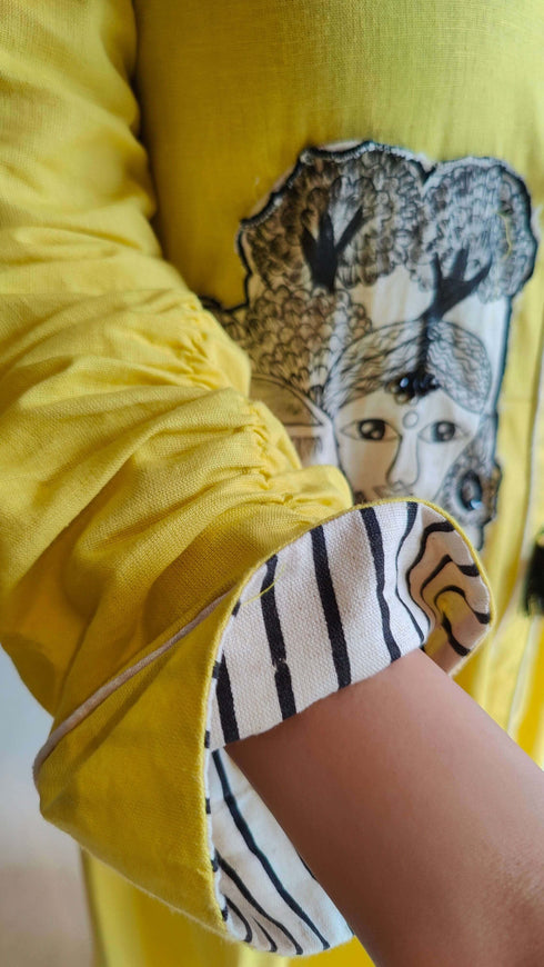 Hand Painted Yellow Dress